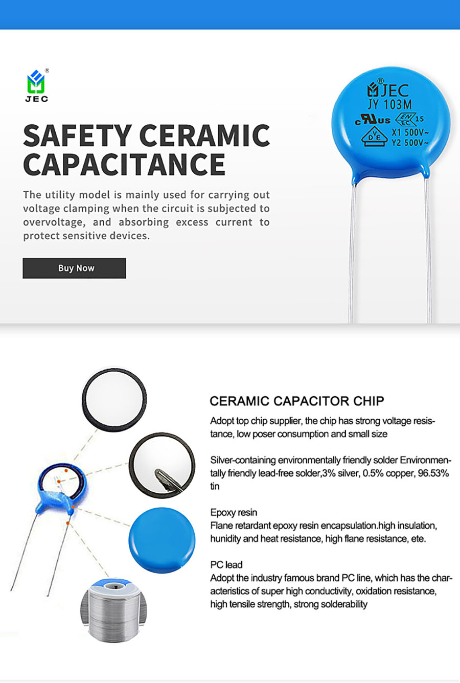 Uri ng Safety Ceramic Capacitor Y1